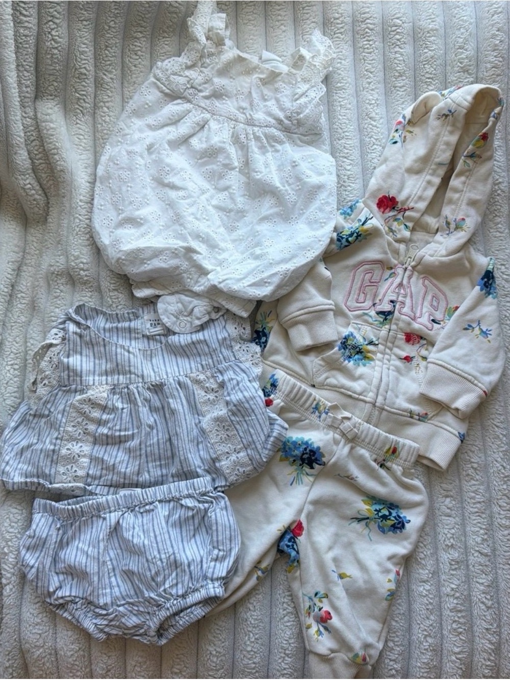 GAP Cream Floral Hoodie and Matching Floral Joggers Baby Set